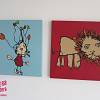 Kizart Girl und Löwe auf 50 x 50 cm Leinwand.